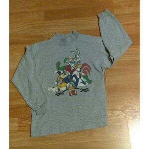 Vintage 1992 WB Looney Tunes Cartoons Football Long Sleeve Shirt Kids Large L